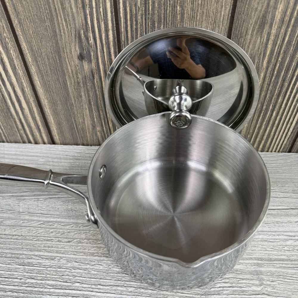 Ruffoni Symphonia Prima 1.5Qt Hammered Stainless Steel Saucepan w/Lid Italy 16cm
